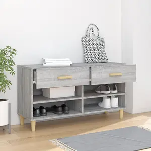 Berkfield Shoe Cabinet Grey Sonoma 102x35x55 cm Engineered Wood