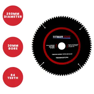 Titman Edge TCT Saw Blade for Aluminium & Plastic 250mm x 30mm x 88 Tooth - TB2508430TCPN