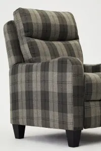 Lennox High Back Recliner Armchair Grey Tartan Chair