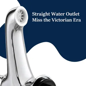 Victorian Chrome Bathroom Sink Taps, 1/4 Turn Brass Traditional Basin Pillar Taps G1/2 UK Standard Install Size 154CR