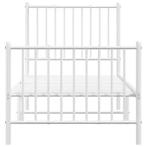 Berkfield Metal Bed Frame with Headboard and Footboard White 75x190 cm 2FT6 Small Single