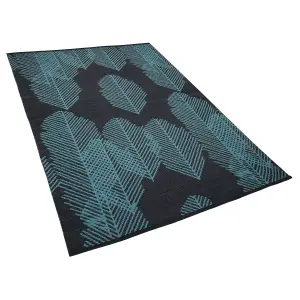 Reversible Area Rug 140 x 200 cm Black and Blue MEZRA