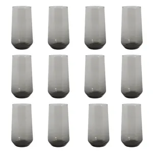 Queensway Home & Dining 470ml 12 Pcs Dark Grey Coloured Highball Tall Cocktails Juice Glasses