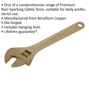 300mm Non-Sparking Adjustable Wrench with 36mm Jaw - Durable Beryllium Copper Tool