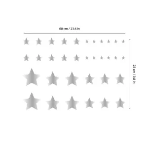 Walplus Silver Stars Mirror Art - 170pcs