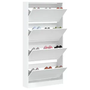 Berkfield Shoe Cabinet with 4 Flip-Drawers White 80x21x163.5 cm