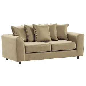 Brooklyn Plush Velvet Fabric Sofa Set 3 and 2 Seater sofa Foam Beige