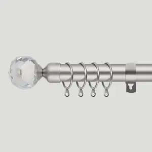 Metal Curtain Pole Set Extendable 40cm to 325cm Satin Nickel 25mm Curtain Rail