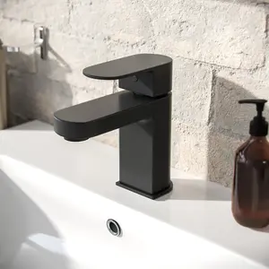 Nes Home Kento Mono Basin Mixer, Bath Filler & Waste Matte Black