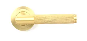 Satin Brass Brompton Lever on Rose Set (Art Deco) - Unsprung