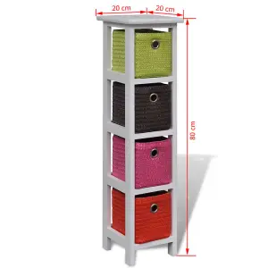 Berkfield Storage Rack with Multi-colour Baskets Paulownia Wood