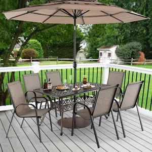 Costway 150 x 90 cm Outdoor Dining Table 6-8 Person Garden All-Weather Cast Aluminum Table