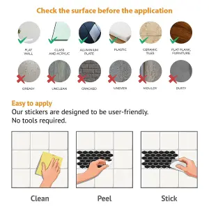 Walplus Shimmering Black Honeycomb Hexa Wall 2D Tile Stickers (12Pcs)