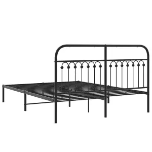 Berkfield Metal Bed Frame without Mattress with Headboard Black 150x200cm