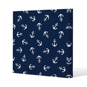 Anchors on Navy Background (Canvas Print) / 101 x 101 x 4cm