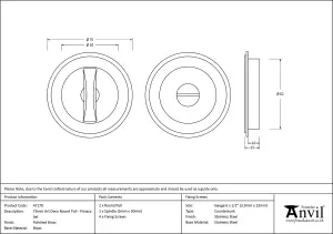 From The Anvil Polished Brass 75mm Art Deco Round Pull - Privacy Set