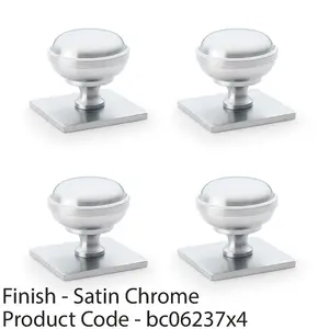 4 PACK - Classic Round Cabinet Door Knob & Matching Backplate - Satin Chrome 34mm Handle