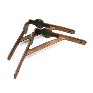 Oakcrafts - Pair of Antique Cast Iron Gallows Shelf Brackets in a Copper Finish - 210mm x 210mm