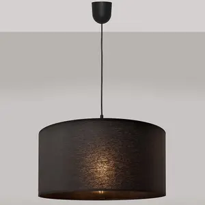 Luminosa Alba Cylindrical Pendant Ceiling Light Black 40cm