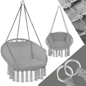 Swing Chair Grazia - seat and back cushions, stable, durable hanging chair - grey