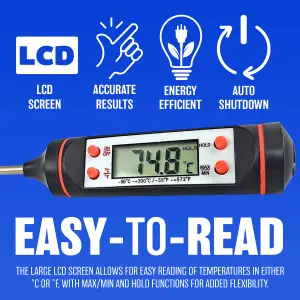 LCD Digital Probe Food Thermometer Temperature Catering Kitchen Cooking