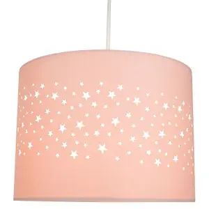 Stars Decorated Children/Kids Soft Pink Cotton Bedroom Pendant or Lamp Shade