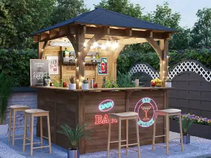 Dunster House Garden Bar Wooden Outdoor Pub Shed Gazebo 2.5m x 2.5m Heavy Duty Leviathan L