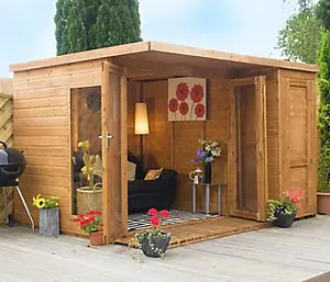 Mercia 10x8 ft with Bi-fold door & 1 window Pent Wooden Summer house (H)2162mm x (W)3024mm