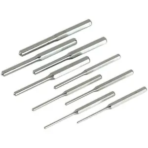 Premium 9 Piece Parallel Roll Pin Punch Set - Durable Hardened Steel for Precision Work