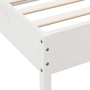 Berkfield Bed Frame without Mattress White 150x200 cm King Size Solid Wood Pine