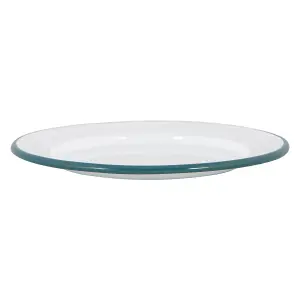 Argon Tableware - White Enamel Side Plates - 20cm - Green - Pack of 12