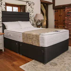 Sophia Briar-Rose Elara 1000 Pocket Sprung Natural Latex Divan Bed Set 5FT King 4 Drawers - Naples Slate