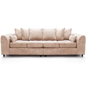 Monaco Chenille Fabric Long 4 Seater Sofa  Beige