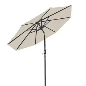 SunDaze 2.7M Cream Round Garden Parasol Outdoor Patio Umbrella, Base Weights & Weather Protective Cover