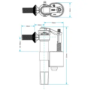 SPARES2GO Toilet Cistern Fill Valve Universal 1/2" BSP Adjustable Water Float Inlet (Side Entry)