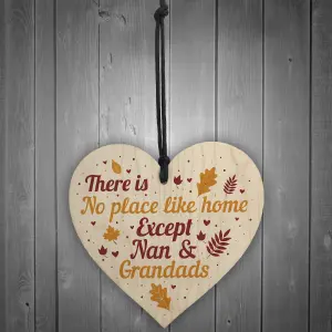 Red Ocean Nan and Grandad Christmas Birthday Gifts Hanging Wooden Heart Sign Xmas Home Keepsake