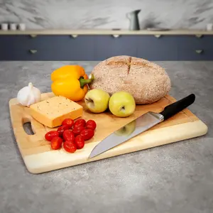 Woodluv Set of 3 Wooden Chopping Cutting Boards Set Antibacterial, - 40 x 30 x 1.8 cm, 33 x 23 x 1.8 cm, 28 x 21 x 1.8 cm