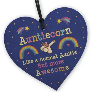 Red Ocean Unicorn Gift For Auntie Aunt Auntie Birthday Gifts Novelty Gift For Her Wooden Heart