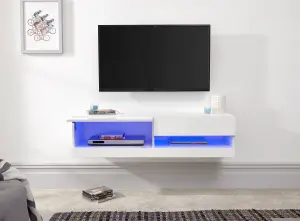 GFW Galicia 120cm Wall TV Unit with LED White