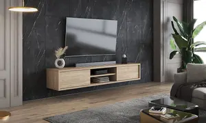 Minimalist Frida 40 Floating TV Cabinet 1800mm in Light Oak - Sleek Entertainment Centre H320mm D360mm