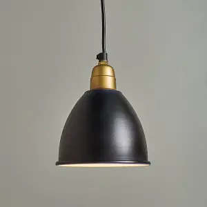 ValueLights Eli Contemporary Matt Black and Gold Dome Ceiling Pendant Light Fitting