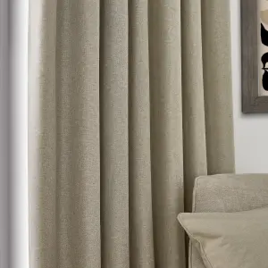 furn. Dawn 100% Blackout Thermal Natural Pencil Pleat Curtains, 229 x 137cm