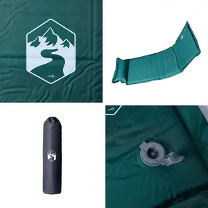 Self Inflating Camping Mattress with Pillow 1-Person Green