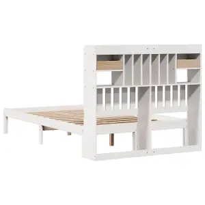 Berkfield Bookcase Bed without Mattress White 120x200 cm Solid Wood Pine