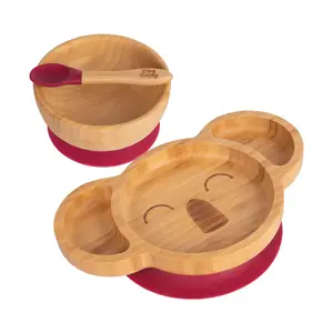 Tiny Dining - Children's Bamboo Suction Koala Dinner Set - Red