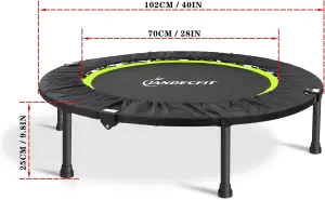 Jandecfit Mini Trampoline Foldable Jumper 40" Fitness Gym Rebounder Black Green