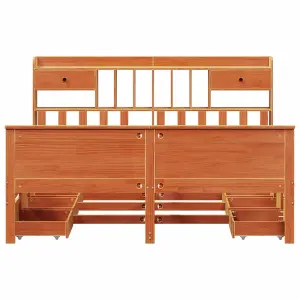 Berkfield Bookcase Bed without Mattress Wax Brown 180x200 cm Super King Solid Wood Pine