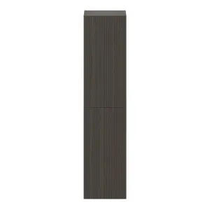 GoodHome Kentia Ribbed effect Walnut Veneer Double Bathroom Column cabinet (H)150cm (W)35cm