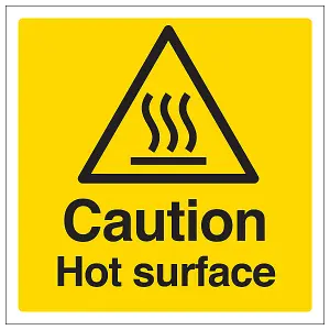 Caution Hot Surface Warning Sign - Rigid Plastic - 200x200mm (x3)