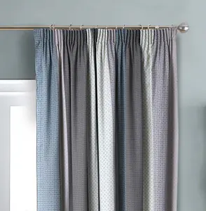 Home Curtains Seville Printed Stripe Lined 46w x 72d" (117x183cm) Grey Pencil Pleat Curtains (PAIR) With Tiebacks Included